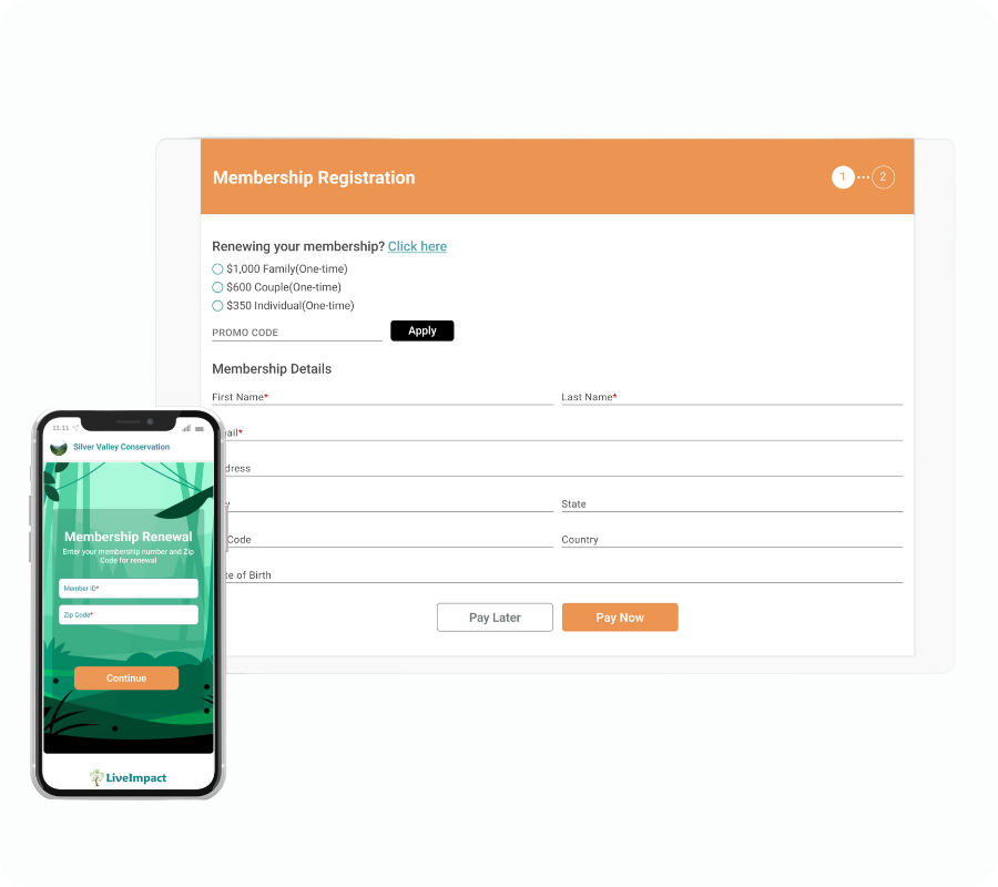 Dues management tool dashboard being displayed on different devices