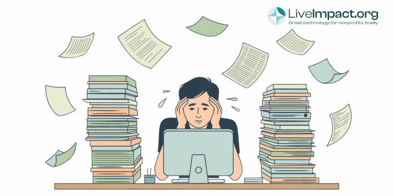 Nonprofit staff overwhelmed by paperwork before adopting affordable AI case management for nonprofits