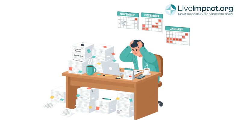 Three-month event planning burden versus efficient nonprofit event management software